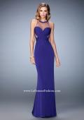 Picture of: Long Racer Back Prom Dress with Illusion Neckline in Purple, Style: 22265, Detail Picture 2