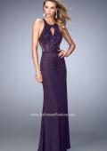 Picture of: Net Prom Gown with Open Back and Rhinestones in Purple, Style: 22266, Main Picture