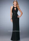 Picture of: Net Prom Gown with Open Back and Rhinestones in Black, Style: 22266, Detail Picture 1