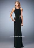 Picture of: Panel Design Long Jersey Prom Dress in Black, Style: 22274, Detail Picture 2