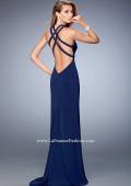 Picture of: Embellished Prom Gown with Crystal Straps and Cut Outs in Blue, Style: 22284, Main Picture