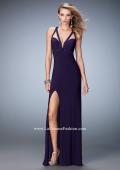 Picture of: Embellished Prom Gown with Crystal Straps and Cut Outs in Purple, Style: 22284, Detail Picture 1
