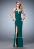 Picture of: Embellished Prom Gown with Crystal Straps and Cut Outs in Green, Style: 22284, Detail Picture 2