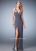 Picture of: Embellished Prom Gown with Crystal Straps and Cut Outs in Silver, Style: 22284, Detail Picture 3