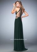 Picture of: Net Prom Gown with Sheer Cutout Detail and Gathering in Green, Style: 22286, Back Picture
