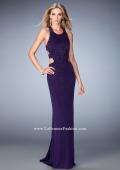 Picture of: Jersey Prom Dress with Strappy Back, Cut Outs, and Train in Purple, Style: 22287, Main Picture