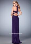 Picture of: Jersey Prom Dress with Strappy Back, Cut Outs, and Train in Purple, Style: 22287, Back Picture