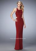 Picture of: Jersey Prom Dress with Strappy Back, Cut Outs, and Train in Red, Style: 22287, Detail Picture 2