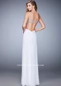 Picture of: Rhinestone Embellished Net Gown with Cut Outs in White, Style: 22304, Back Picture