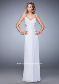 Picture of: Rhinestone Embellished Net Gown with Cut Outs in White, Style: 22304, Detail Picture 1