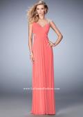 Picture of: Rhinestone Embellished Net Gown with Cut Outs in Orange, Style: 22304, Detail Picture 3
