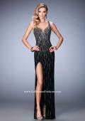 Picture of: Open Back Long Prom Dress with Side Leg Slit in Black, Style: 22305, Main Picture
