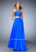 Picture of: Two Piece Chiffon Gown with Illusion Neckline and Pockets in Blue, Style: 22308, Main Picture