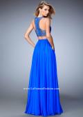 Picture of: Two Piece Chiffon Gown with Illusion Neckline and Pockets in Blue, Style: 22308, Back Picture