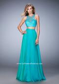 Picture of: Two Piece Chiffon Gown with Illusion Neckline and Pockets in Green, Style: 22308, Detail Picture 1