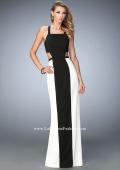 Picture of: Open Back Jersey Gown with Side Cut Outs and Slit in Black, Style: 22310, Main Picture