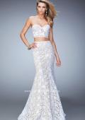 Picture of: Two Piece Lace Gown with Mermaid Skirt and Corset Top in White, Style: 22311, Main Picture