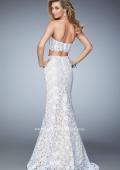Picture of: Two Piece Lace Gown with Mermaid Skirt and Corset Top in White, Style: 22311, Back Picture