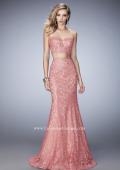 Picture of: Two Piece Lace Gown with Mermaid Skirt and Corset Top in Orange, Style: 22311, Detail Picture 1