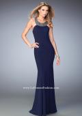 Picture of: Modern Open Back Dress with Silver Stud Detail in Blue, Style: 22315, Main Picture