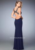 Picture of: Modern Open Back Dress with Silver Stud Detail in Blue, Style: 22315, Back Picture