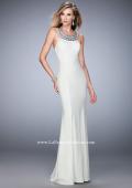 Picture of: Modern Open Back Dress with Silver Stud Detail in White, Style: 22315, Detail Picture 1