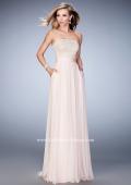 Picture of: Long Prom Dress with Crystals, Pearls, and Pockets in Pink, Style: 22318, Detail Picture 1