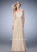 Picture of: Long Prom Dress with Crystals, Pearls, and Pockets in Nude, Style: 22318, Detail Picture 2