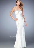 Picture of: Gold Stud Patterned Long Prom Dress with Open Back in White, Style: 22321, Main Picture
