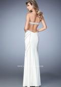 Picture of: Gold Stud Patterned Long Prom Dress with Open Back in White, Style: 22321, Back Picture