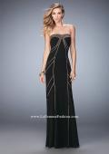Picture of: Gold Stud Patterned Long Prom Dress with Open Back in Black, Style: 22321, Detail Picture 1