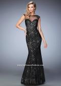 Picture of: Long Lace Mermaid Gown with Black Lace Overlay in Black, Style: 22323, Main Picture