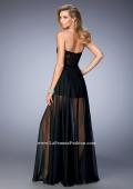 Picture of: Chiffon Prom Gown with Sheer Lace Bodice and Shorts in Black, Style: 22324, Back Picture