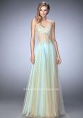 Picture of: Elegant Gown with Gold Sequin Lace and Sheer Detail in Green, Style: 22331, Detail Picture 2