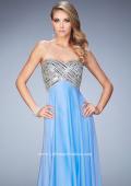 Picture of: Long Chiffon Prom Dress with Open Back and Silver Beads in Blue, Style: 22334, Main Picture