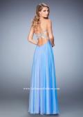 Picture of: Long Chiffon Prom Dress with Open Back and Silver Beads in Blue, Style: 22334, Back Picture