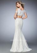 Picture of: Cold Shoulder Two Piece Prom Dress with Mermaid Skirt in White, Style: 22339, Back Picture