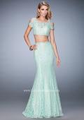 Picture of: Cold Shoulder Two Piece Prom Dress with Mermaid Skirt in Green, Style: 22339, Detail Picture 2