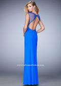 Picture of: Rhinestone Embellished Dress with Sheer Straps and Back in Blue, Style: 22343, Back Picture