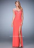 Picture of: Rhinestone Embellished Dress with Sheer Straps and Back in Orange, Style: 22343, Detail Picture 2