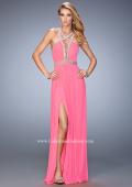 Picture of: Crystal Encrusted Prom Gown with Side Leg Slit in Pink, Style: 22347, Main Picture
