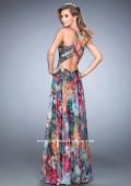 Picture of: Abstract Print Chiffon Prom Dress with Strappy Back in Print, Style: 22355, Back Picture