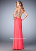 Picture of: Open Back Chiffon Prom Dress with Gold Stud Pattern in Pink, Style: 22359, Back Picture