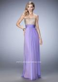 Picture of: Open Back Chiffon Prom Dress with Gold Stud Pattern in Purple, Style: 22359, Detail Picture 2