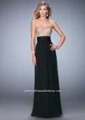 Picture of: Open Back Chiffon Prom Dress with Gold Stud Pattern in Black, Style: 22359, Detail Picture 3