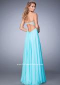 Picture of: Empire Waist Prom Dress with Crystal and Pearl Bodice in Blue, Style: 22363, Back Picture