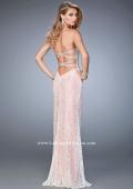 Picture of: Lace Prom Gown with Beaded Straps and Open Back in Pink, Style: 22371, Back Picture