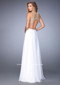 Picture of: Gold Lace Embellished High Neckline Prom Dress in White, Style: 22372, Back Picture