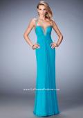 Picture of: Gold Stud Embellished Prom Dress with Open Back in Blue, Style: 22374, Main Picture