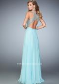 Picture of: Long Rhinestone Dress with Scallop Detail and Open Back in Blue, Style: 22376, Back Picture